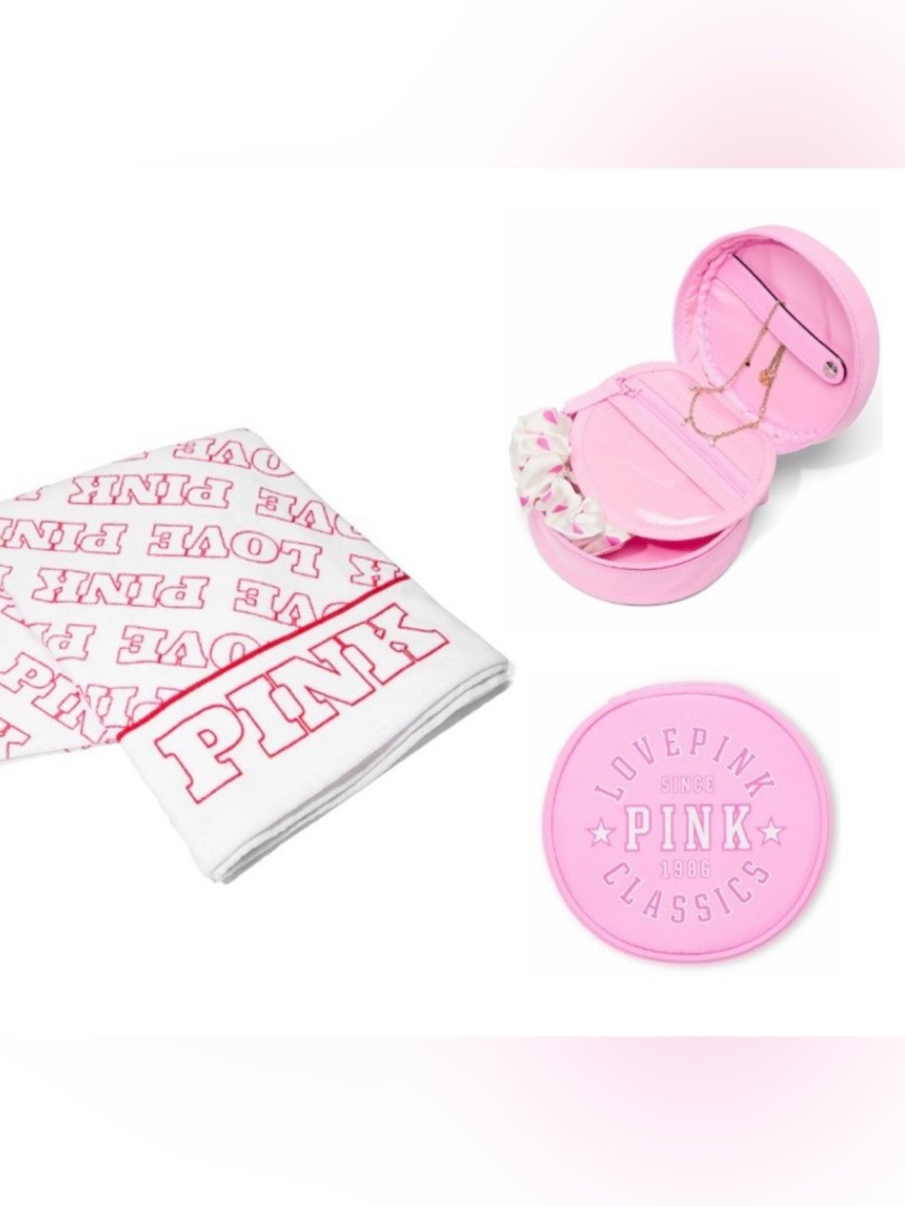 PINK Travel Jewelry Case and Towel